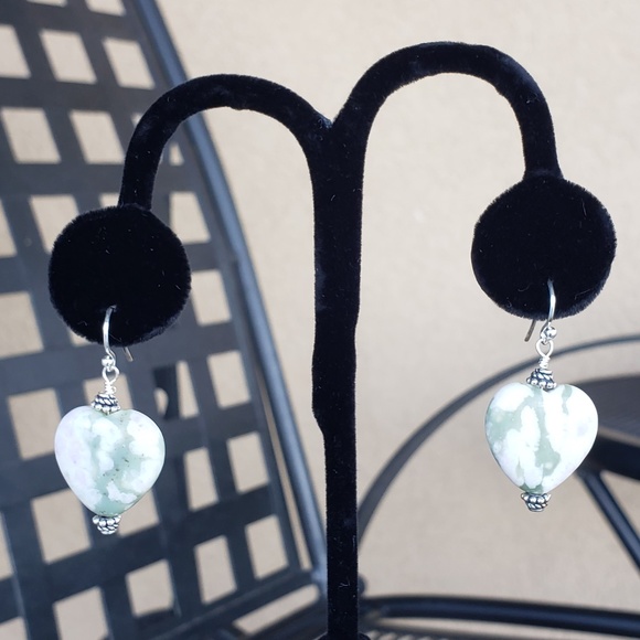 Nella Creations Jewelry - Handmade Peace Jade and Sterling Silver Earrings